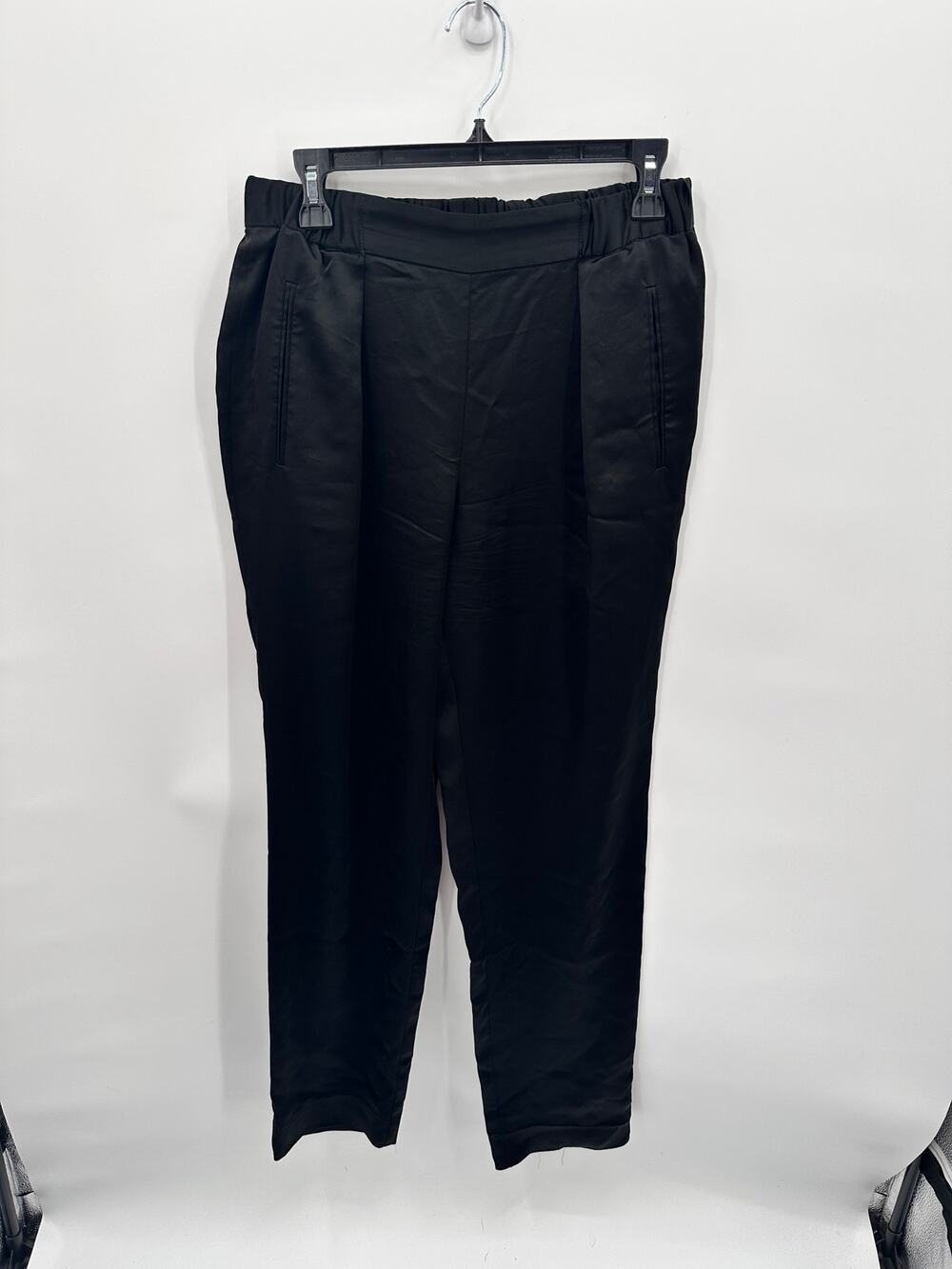 Diane Von Furstenberg Black Silky Elastic Waist Trouser Pant // S